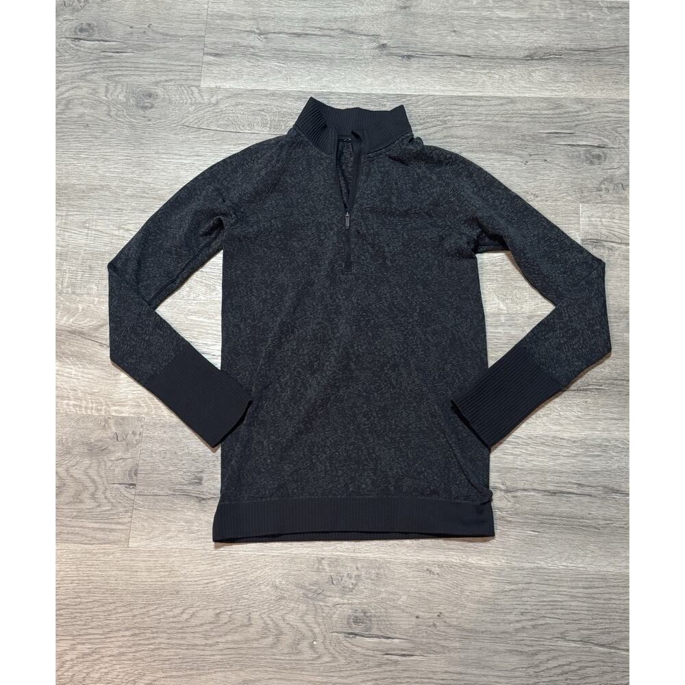 Lululemon Rest Less 1/2 Zip Pullover Women’s 4 Black Gray Thumb Holes EUC
